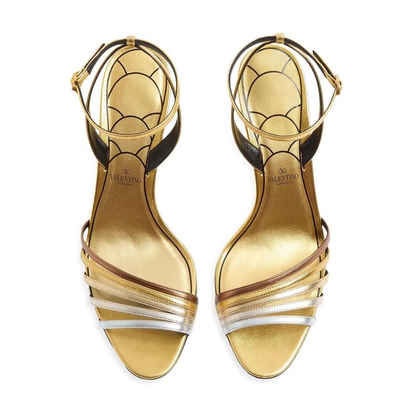 Valentino Garavani Ladycrush Metallic Crystal Embellished Ankle Strap Heel 41.5 - Picture 4 of 16